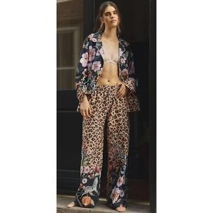 LyreBird Cloud Flannel Pajama Set 1X Leopard Floral Zebra Print Plus Size 2PC